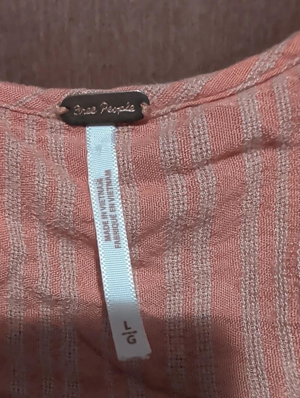 Free People Peach Ruffle Button-Front Tie-Hem Top